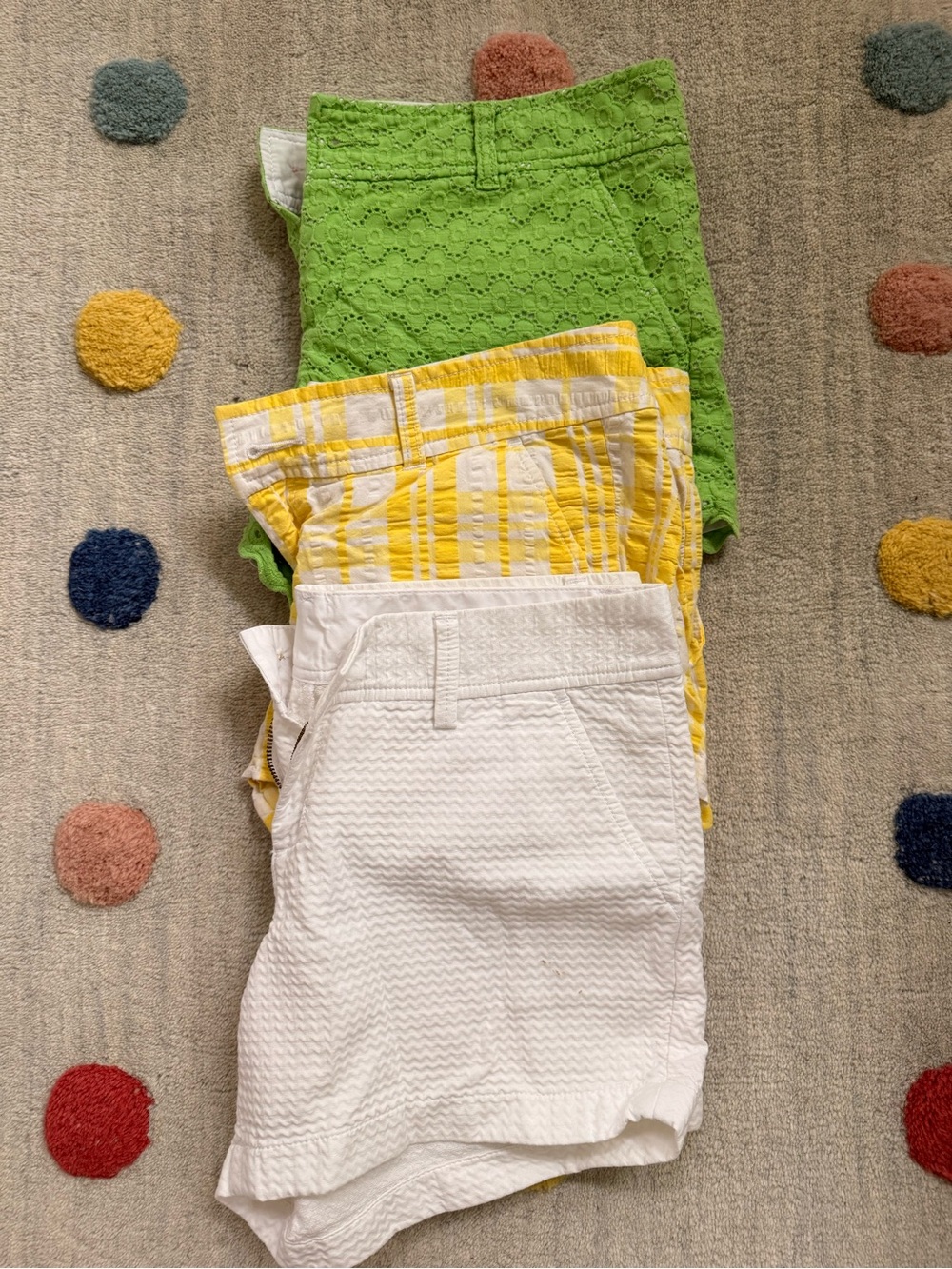 Lilly Pulitzer Girls' Eyelet & Seersucker Shorts - Green, Yellow & White